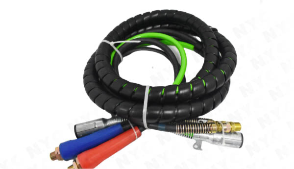 3IN1 ELECTRICAL/AIR ASSEMBLY - 15 FT, ABS WITH M7 PLUGS, WITH BLACK RUBBER AIR LINES WITH RED AND BLUE HANDLES