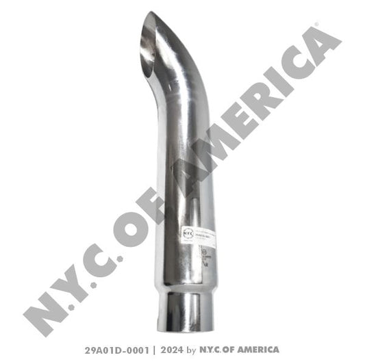 EXHAUST CHROME CURVED STACK  6in  x 36in  OD - REDUCED 5in