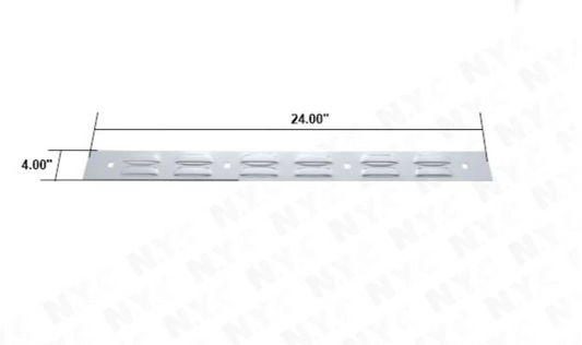 CHROME TOP PLATE (LOUVER), 2in  X 24in , WITH BOLT THROUGH STUDS