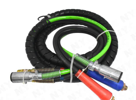 3IN1 ELECTRICAL/AIR ASSEMBLY - 15 FT, ABS WITH M7 PLUGS, WITH BLACK RUBBER AIR LINES WITH RED AND BLUE HANDLES