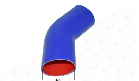 HOSE, CONNECTOR SILICONE 45° TEMP: -65F TO 350F. ID:4 IN L:6in X6in  (IN)