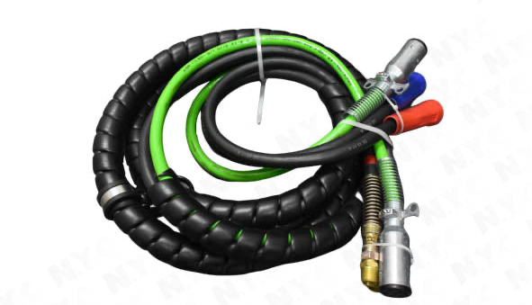 3IN1 ELECTRICAL/AIR ASSEMBLY - 15 FT, ABS WITH M7 PLUGS, WITH BLACK RUBBER AIR LINES WITH RED AND BLUE HANDLES