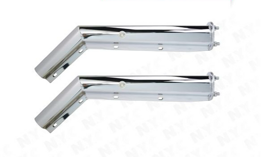 CHROME SPRING LOADED MUD FLAP HANGER ROUND TUBE STYLE, 45 DEGREE ANGLED STYLE,(ONE PAIR)